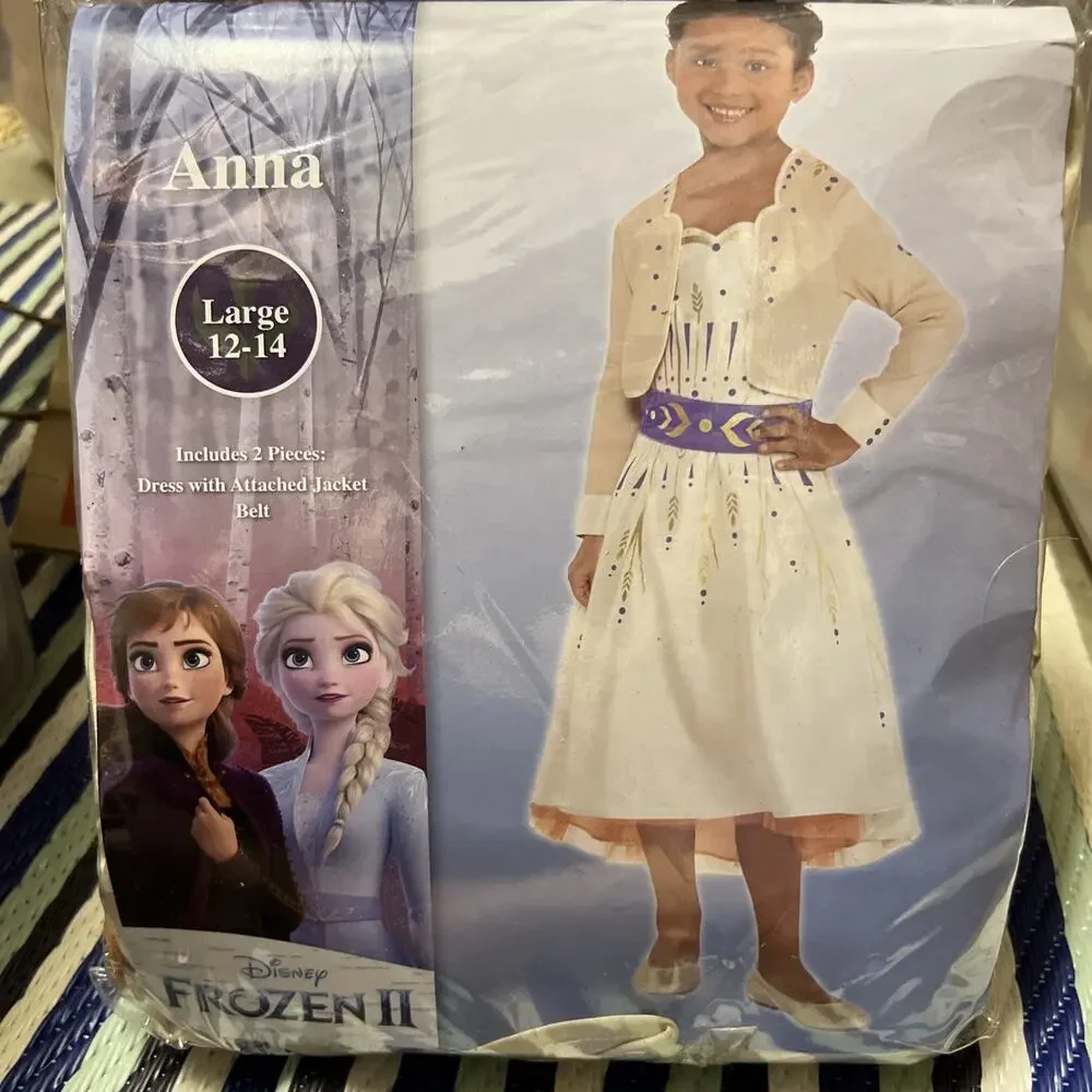 Disney Frozen II Anna Dress Halloween Costume Beige Dress Size Large 12-14